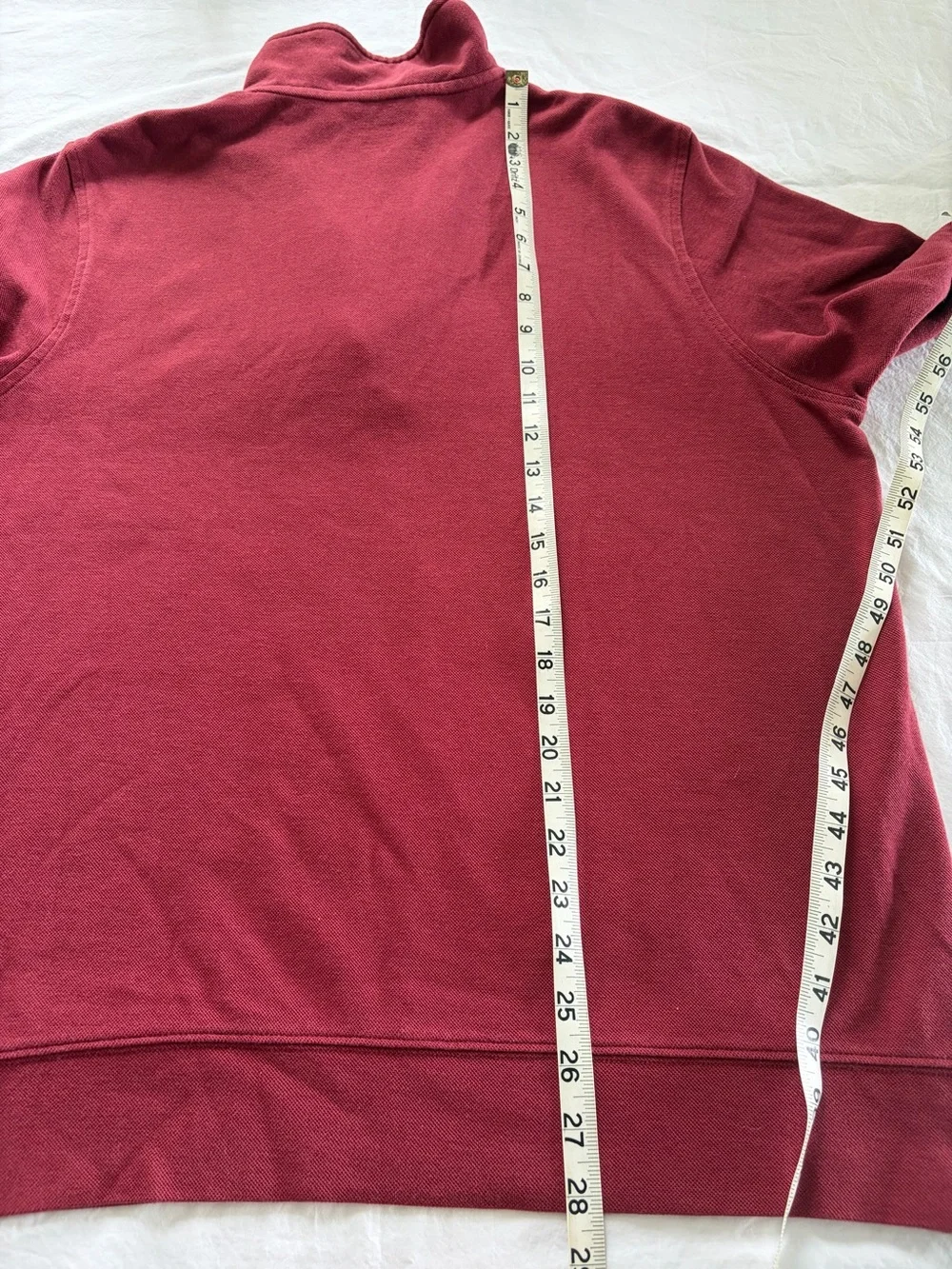 L.L. Bean Katahdin Logo Quarter Zip Pullover Large Reg Red Pique Traditional Fit